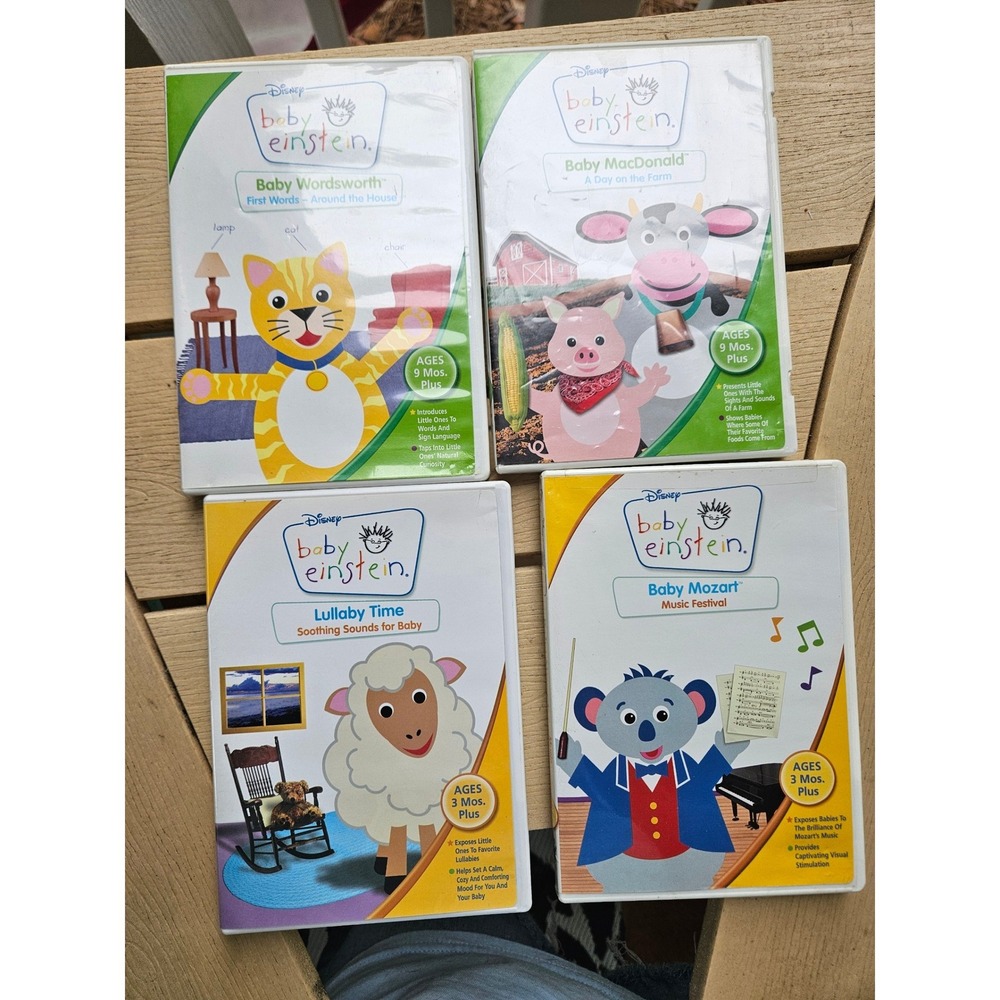 Disney Baby Einstein DVD Lot 4 Wordsworth MacDonald Lullaby Mozart Educational